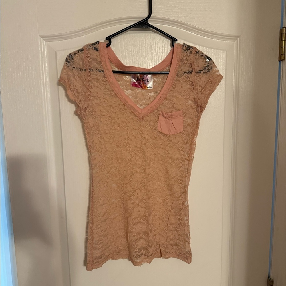 Fitted Pink Ruched Blouse